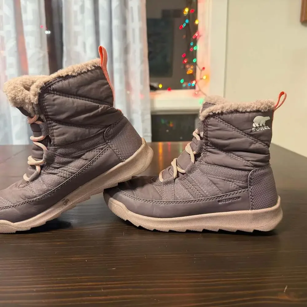Sorel Whitney II‎ Plus Lace Waterproof Snow Boot Grey Pink Size 1